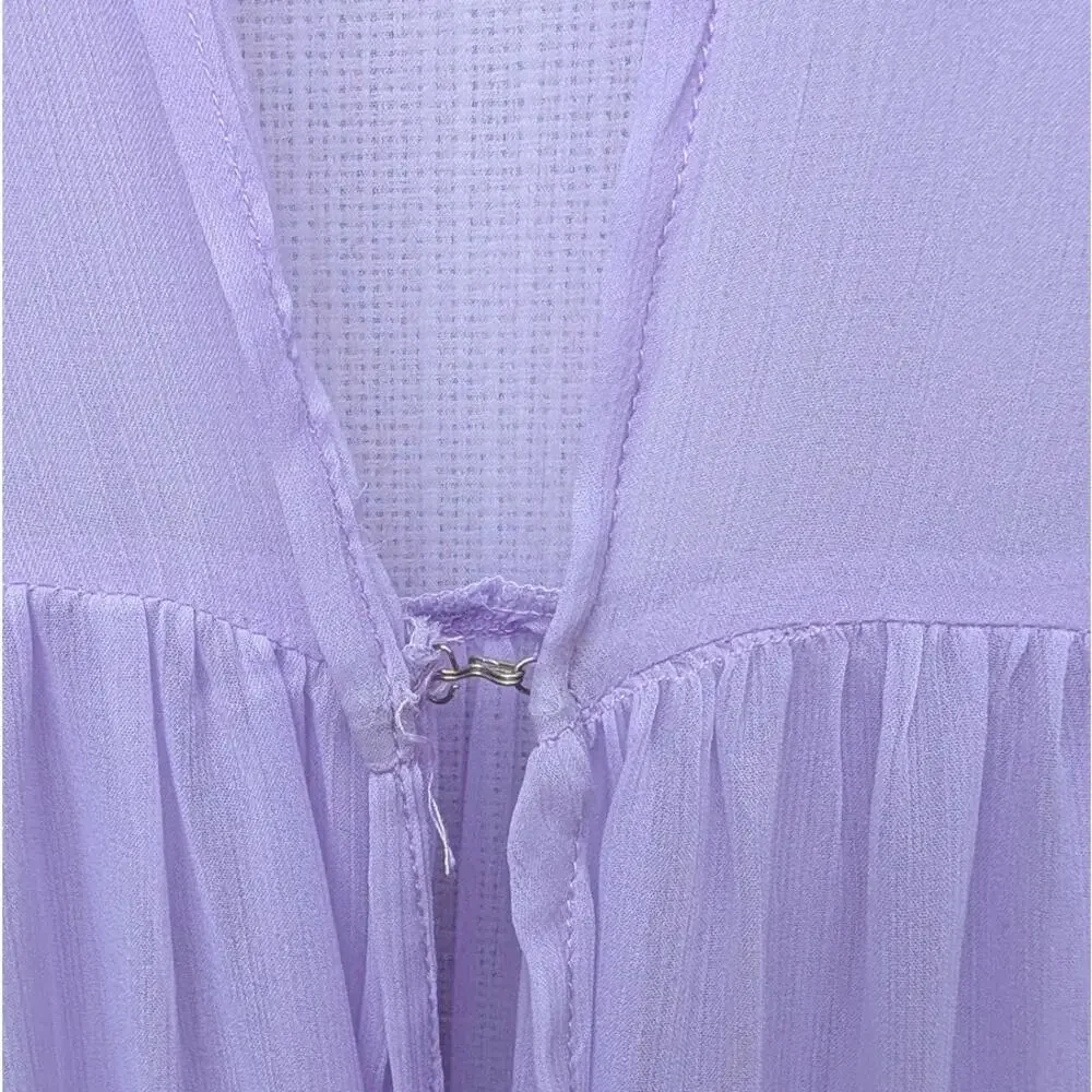 By Anthropologie Tiered Sheer Ombré Duster Womens One Size Purple Relaxed Coat - Picture 6 of 10